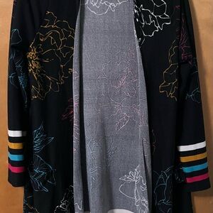 LuLaRoe Black Cardigan with Multicolor Floral Design